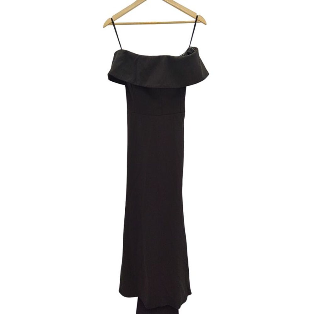 Aqua Off-the-Shoulder Scuba Crepe Gown Black 0